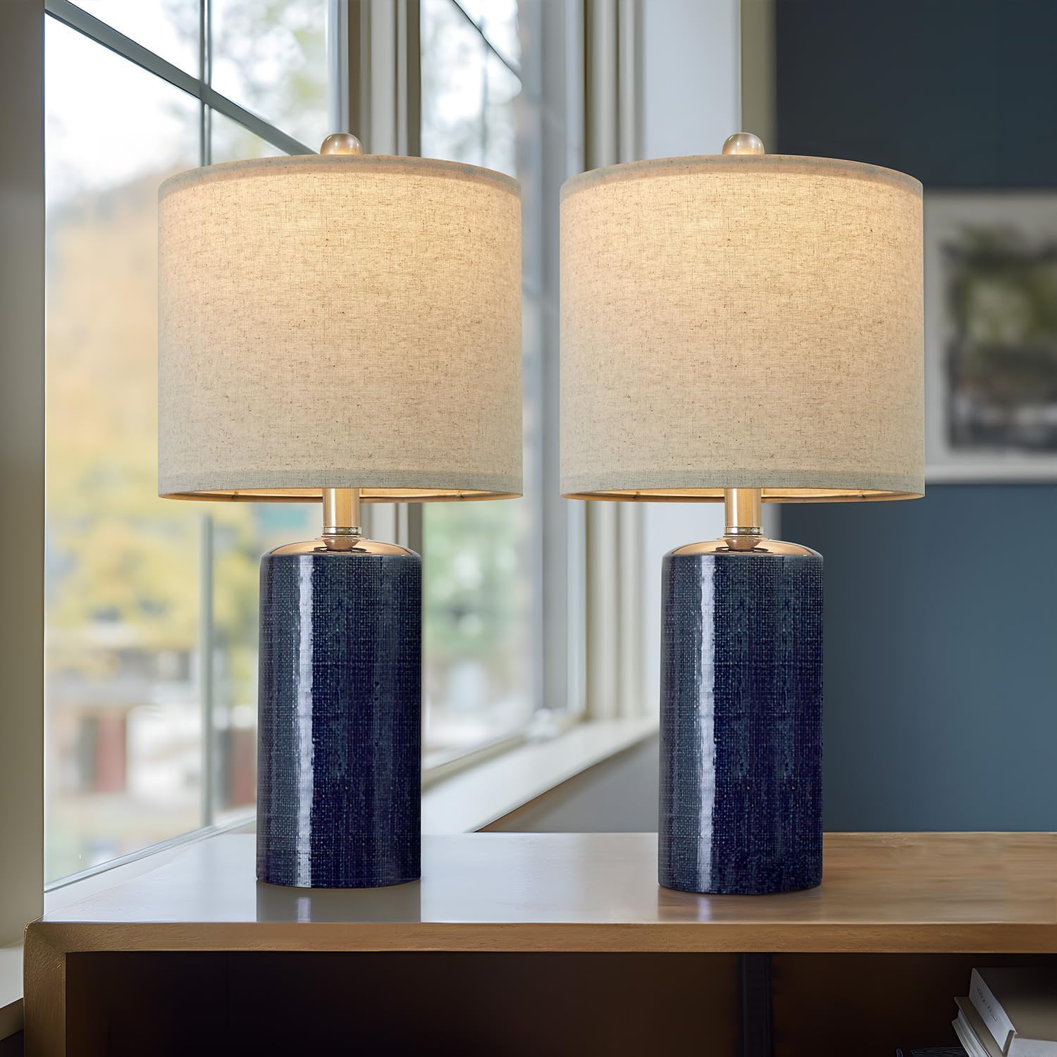 G-SAFAVA 20.25" Small Table Lamps Set of 2 Modern Ceramic Lamps for Living Room Farmhouse Bedside Lamps Boho for Night Stands Bedroom…