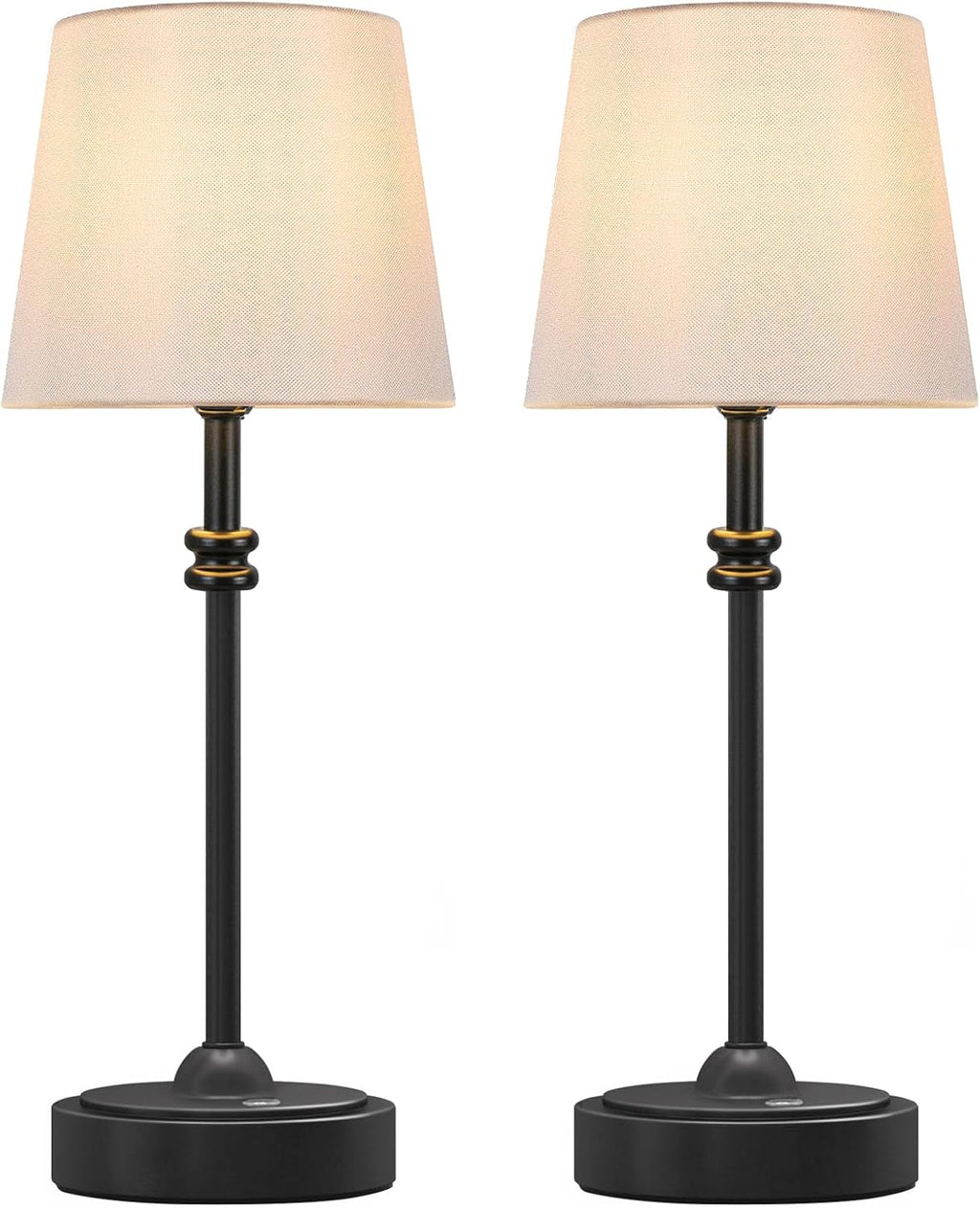 ONEWISH Cordless Table Lamps Set of 2 - Battery Powered Lamp, 4000mAh Rechargeable, Stepless Dimmable, Wireless Lamp with Fabric Shade…