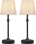 ONEWISH Cordless Table Lamps Set of 2 - Battery Powered Lamp, 4000mAh Rechargeable, Stepless Dimmable, Wireless Lamp with Fabric Shade…