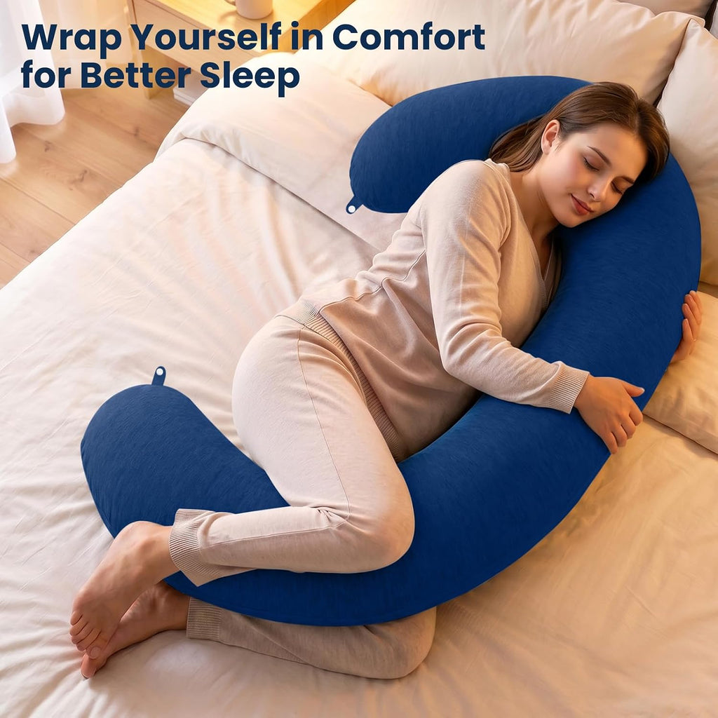 TranquilRelax TranquilRelax C Shaped Body Pillow for Side Sleepers, Memory Foam Long Pillow for Leg, Hip & Back Support, Soft Washab…
