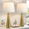 Seealle Modern Table Lamps Set of 2 - Touch Bedside Lamps for Nightstand with Dual USB C+A,3-Way Dimmable Gold Nightstand Lamps for…