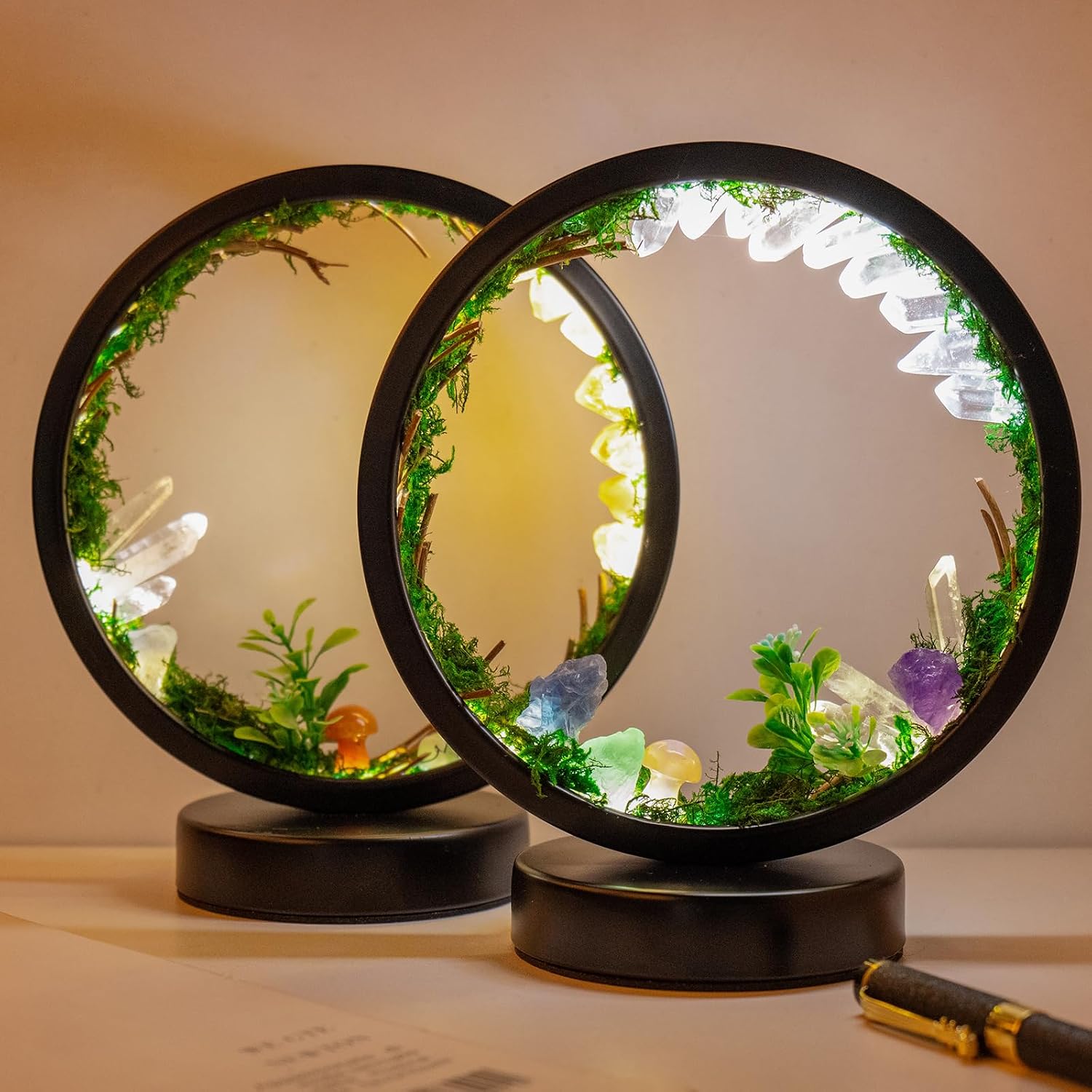 Runyangshi Forest Style Natural Citrine Night Light Healing Crystal USB Port 3 Colours Dimming Mode Lamp Suitable Night Lamp for Bedroom Ho…