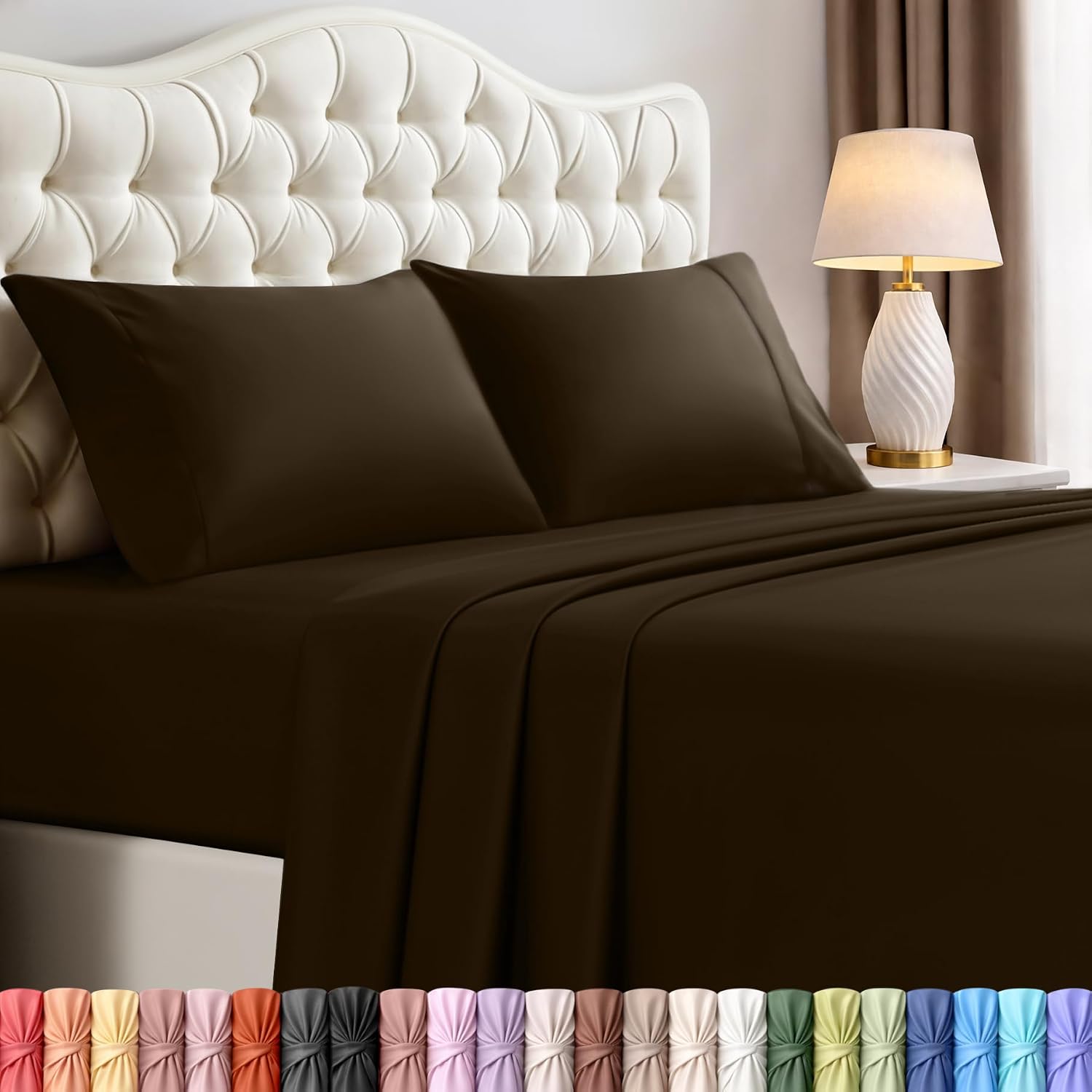 Utopiabedding Utopia Bedding California King Size Sheet Set – 4 Piece Bed Sheets, Soft and Breathable Microfiber, Includes 1 Fitted Sheet,…