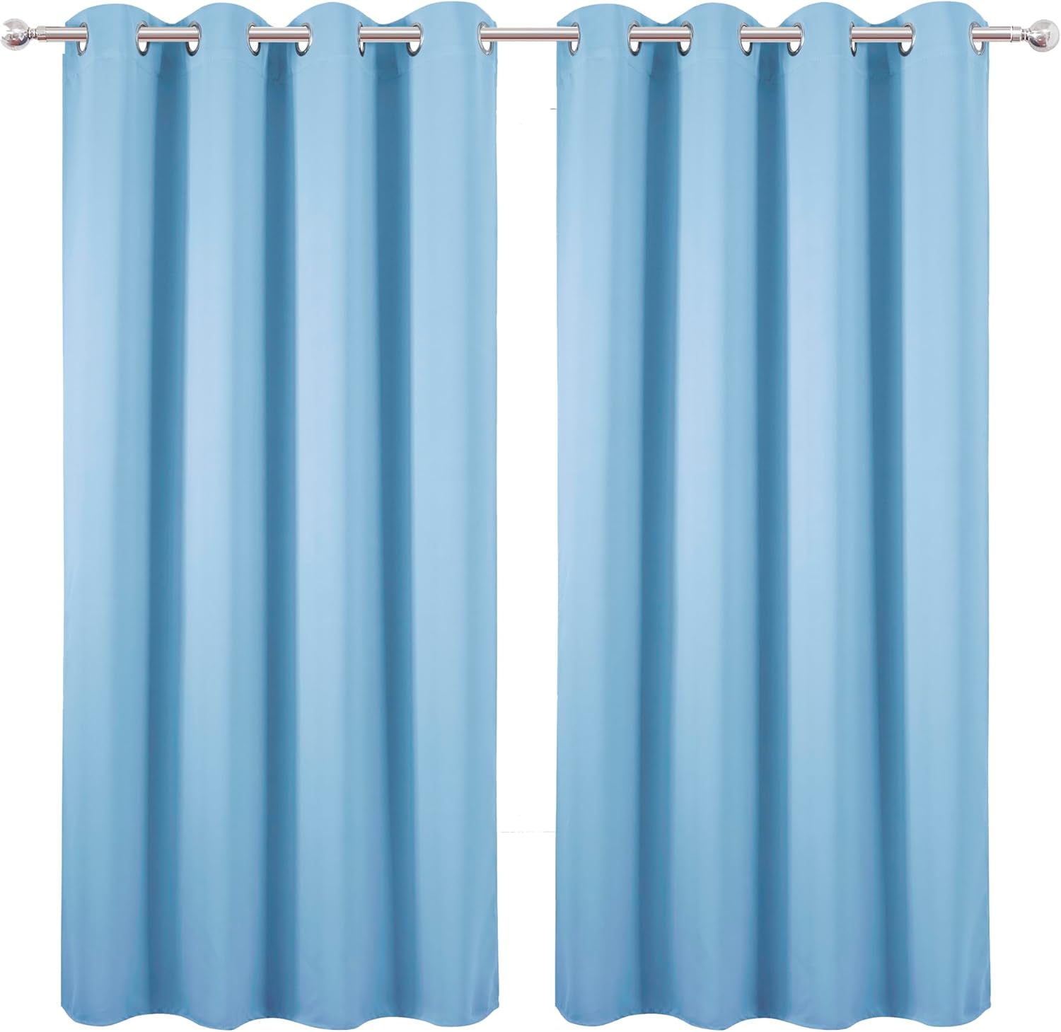 Lemomo Sky Blue Blackout Curtains 66 x 63 Inch Length/Set of 2 Curtain Panels/Thermal Insulated Room Darkening Blackout Curtains for Bedroo…