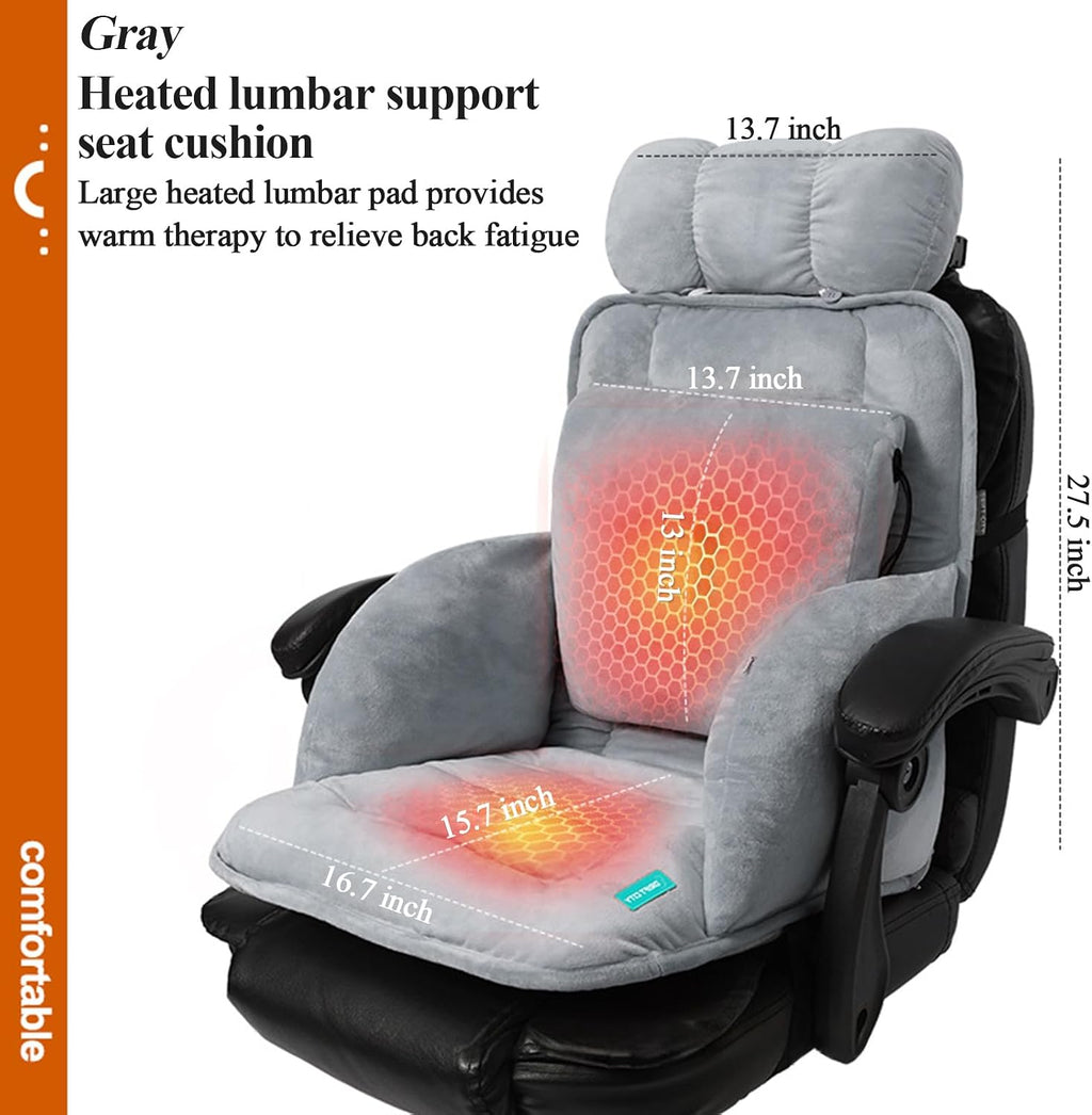 Generic USB Heated Seat Cushion, Lumbar Support Heated Seat Pad with Armrest for Office Chair, Ajustable Backrest Warm Pillow for Long…