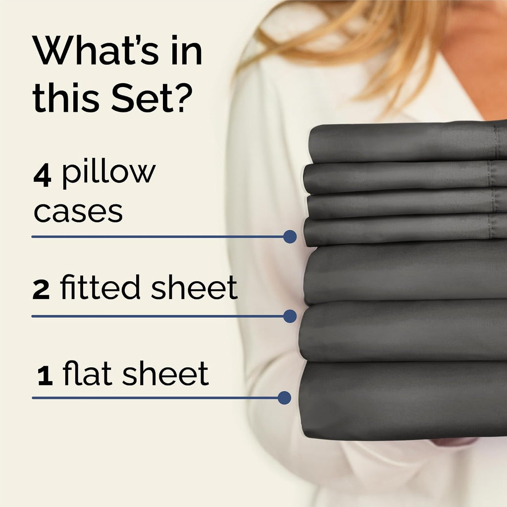 Split King 7 Piece Sheet Set - Comfy, Breathable & Cooling - Soft Hotel Luxury Bedding for Women, Men, Kids, Teens and Children - 1 Flat…