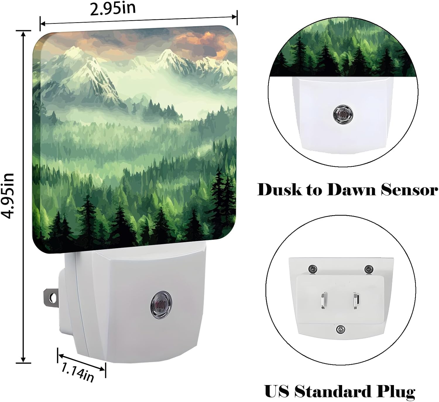 Mountain Forest Landscape Painting Night Light, Plug Into Wall Decor for Stairway, Hallway, Kitchen, Dusk to Dawn Sensor Nightlights for…