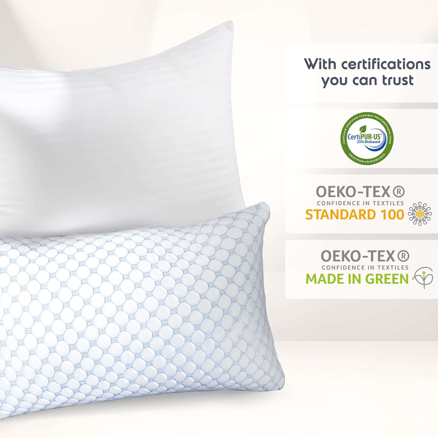 Nestl Cooling Memory Foam Pillow with Down alternative Pillows Combo Set – King Size Set of 2, 1 Soft and 1 Firm, Adjustable for Side, Back…