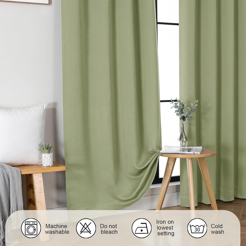 Gwine Blackout Curtains for Living Room 63 Inch Long, Thermal Insulated Window Treatment Black Out Curtains for Bedroom Decor with Rod…