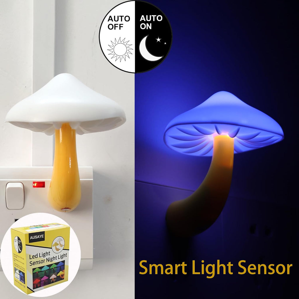 AUSAYE 3Pack Sensor LED Night Light Plug in Lamp Magic Mushroom Nightlight Cute Night Lights for Adults Kids Bedroom…