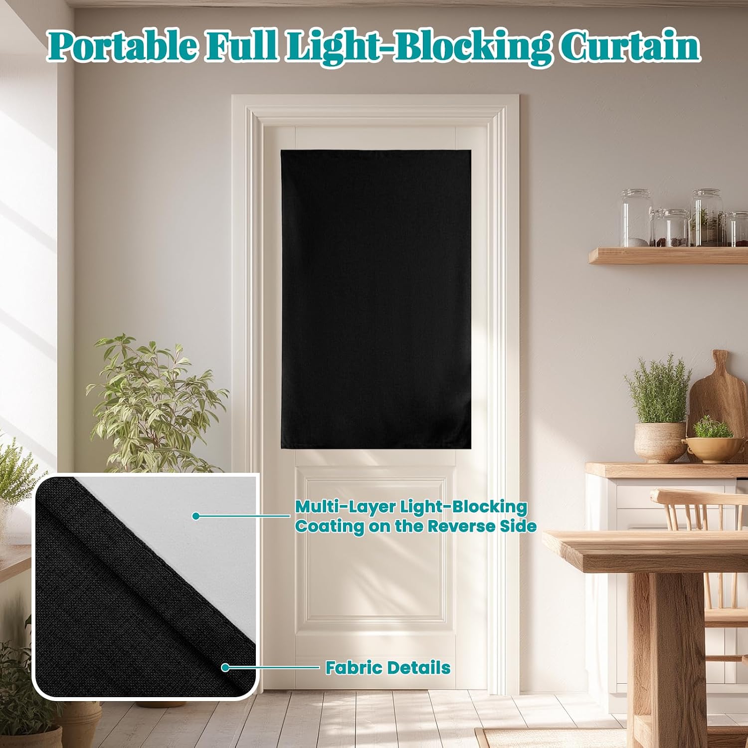 100% Blackout French Door Curtains, Room Darkening Shades Small Window Curtain Drapes Thermal Insulated Tricia Door Blinds for Classroom…