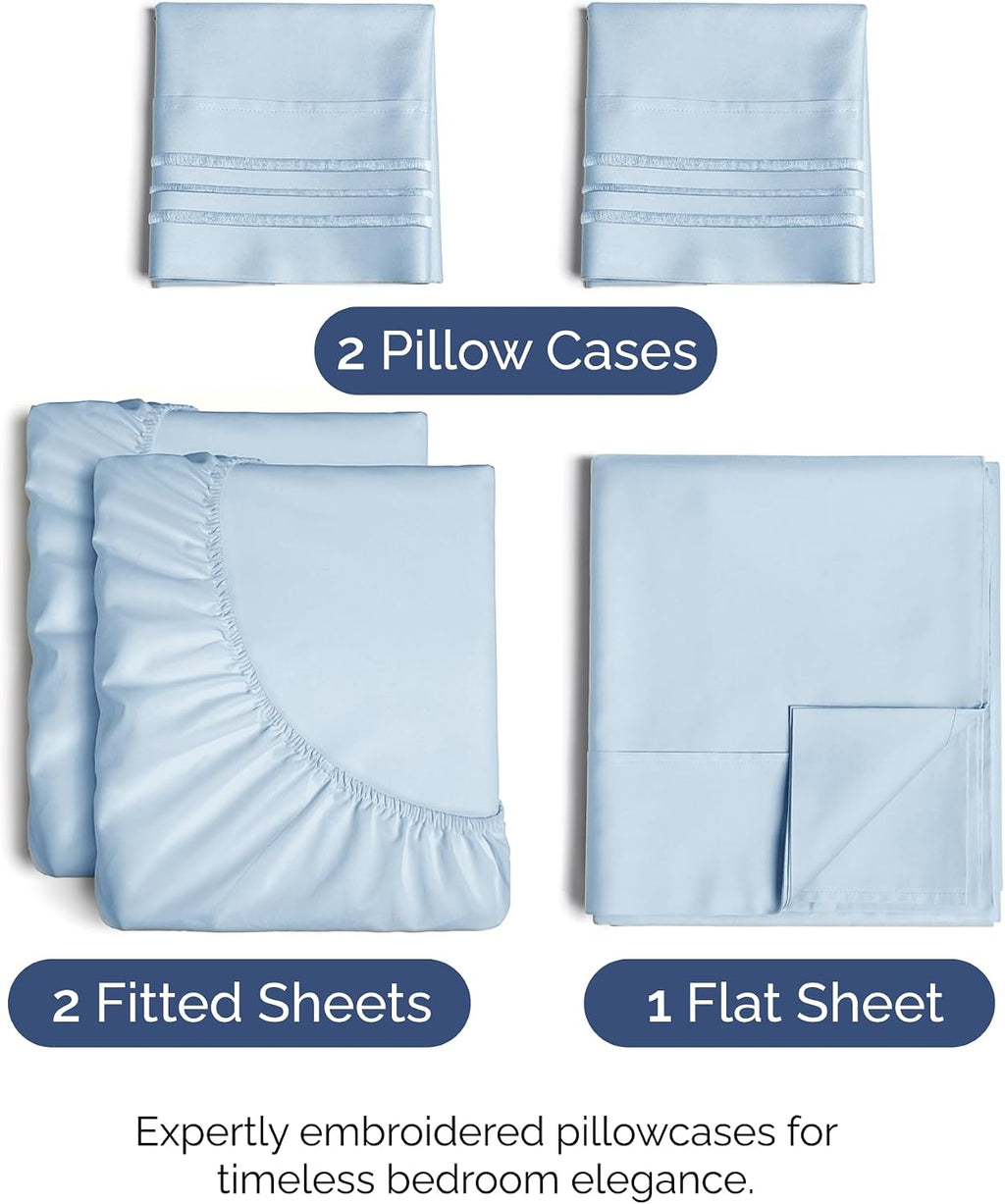Split King Size 5 Piece Sheet Set - Comfy Breathable & Cooling Sheets - Hotel Luxury Bed Sheets for Women & Men - Deep Pockets, Easy-Fit…