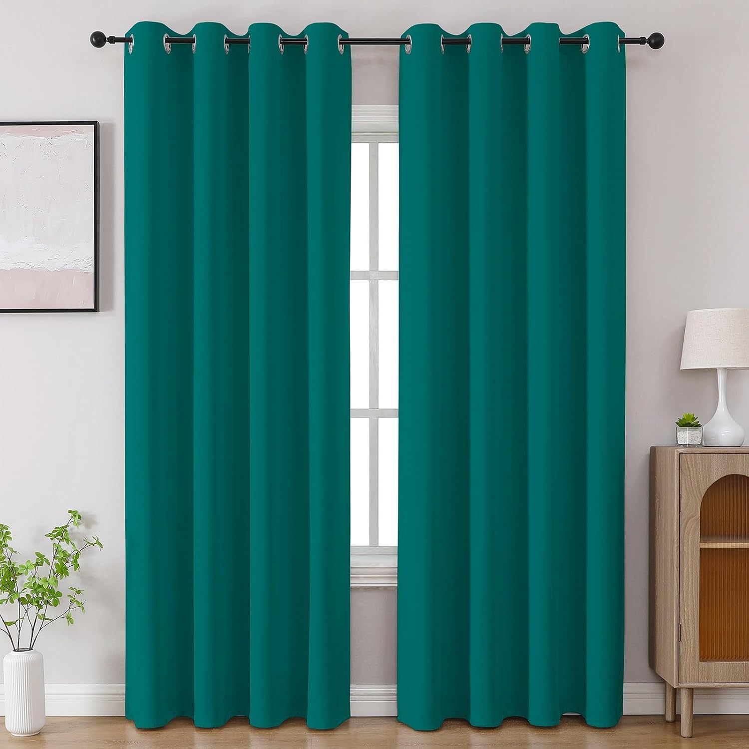 Cucraf Turquoise Blackout Curtains 84 inch Length 2 Panels Set, Room Darkening Drapes for Living Room Bedroom, Thermal Insulated Light Bloc…