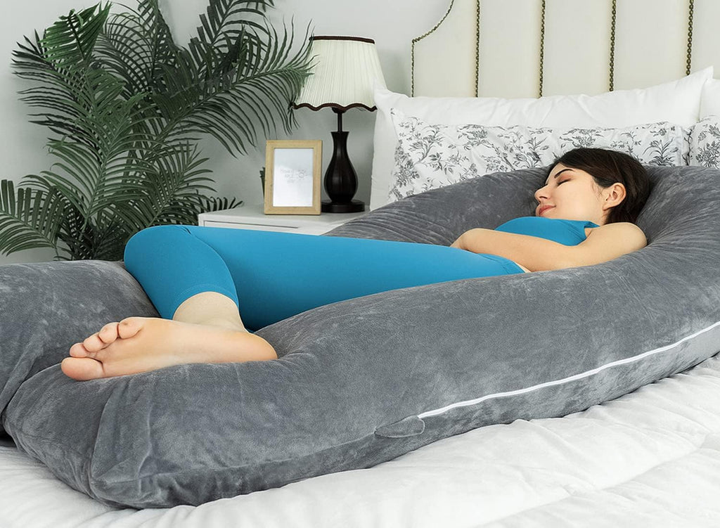 QUEEN ROSE Pregnancy Pillows for Sleeping, U Shaped Body Pillow for Pregnancy, 65 inch Maternity Pillow for Tall Pregnant Women with Gray…