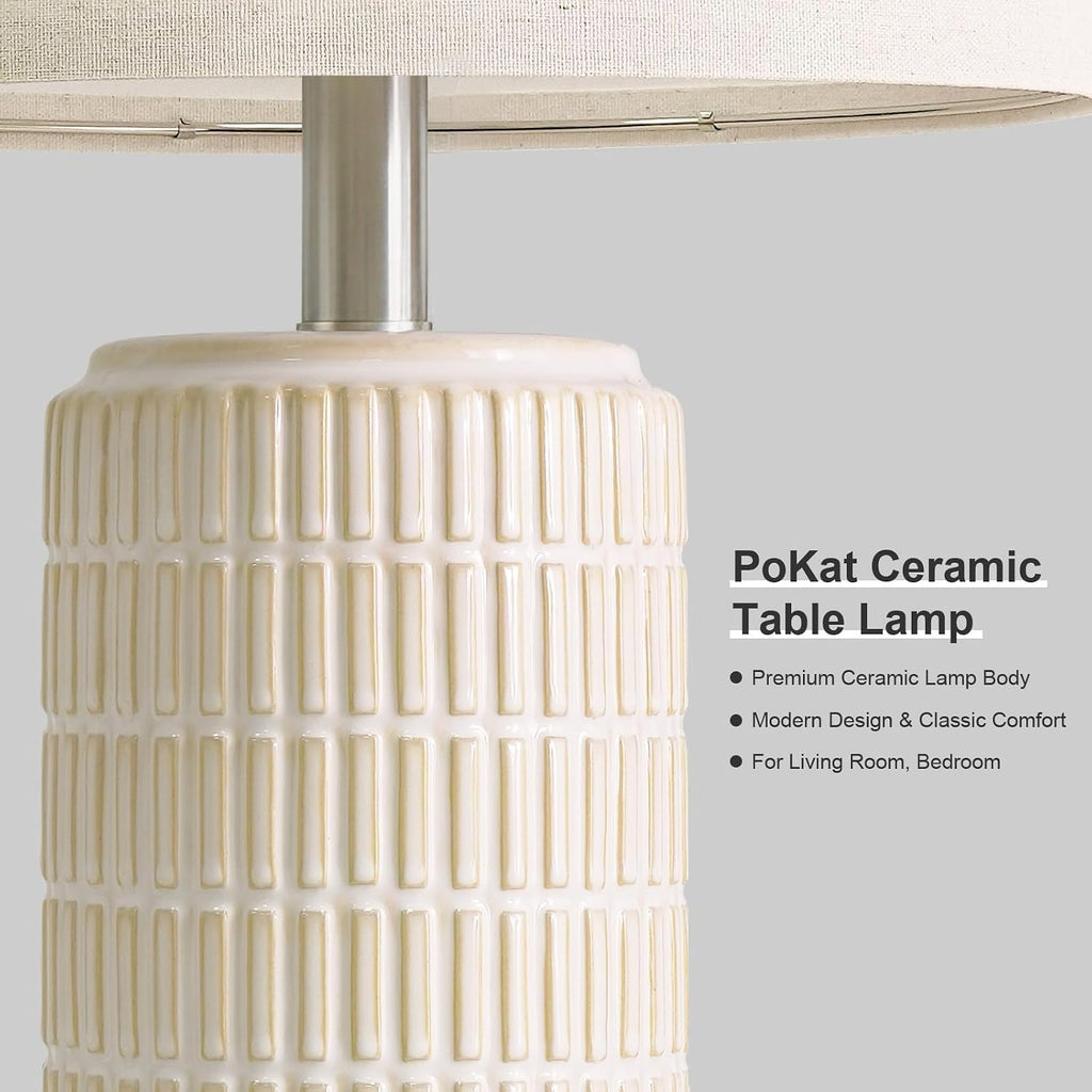 PoKat 23'' Dimmable Table Lamps with Remote for Living Room, Modern Stepless Adjustable Bedside Lamps Set of 2 for Bedroom, Nightstand…