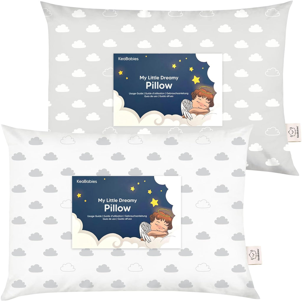 KeaBabies 2-Pack Toddler Pillows 2 Year Old to 5-13x18 Soft Organic Cotton Kids Pillow for Sleeping, Travel, School, Daycare, Nap…