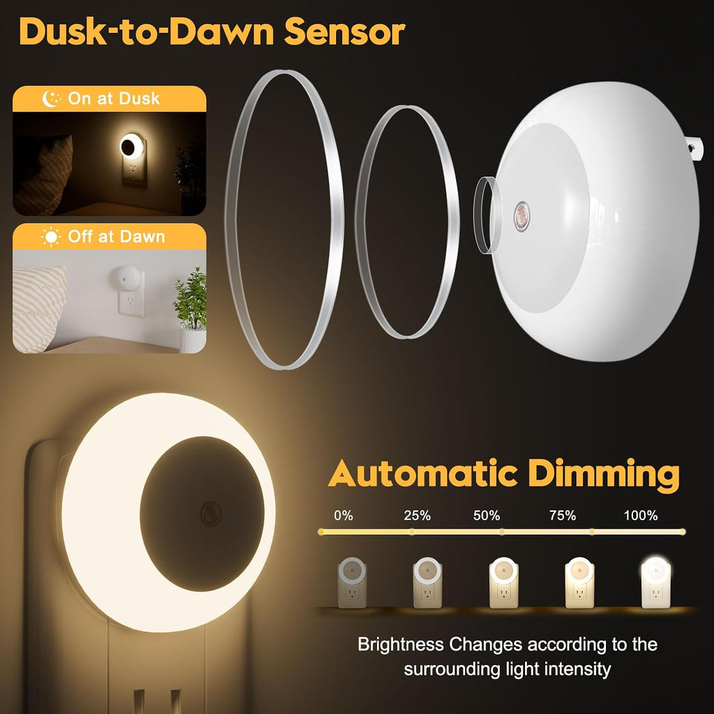 fesnne Night Light, Night Lights Plug into Wall, Dusk to Dawn Sensor Warm White Led Night Light 0.5W, 8 Pack Nightlight for Adults…