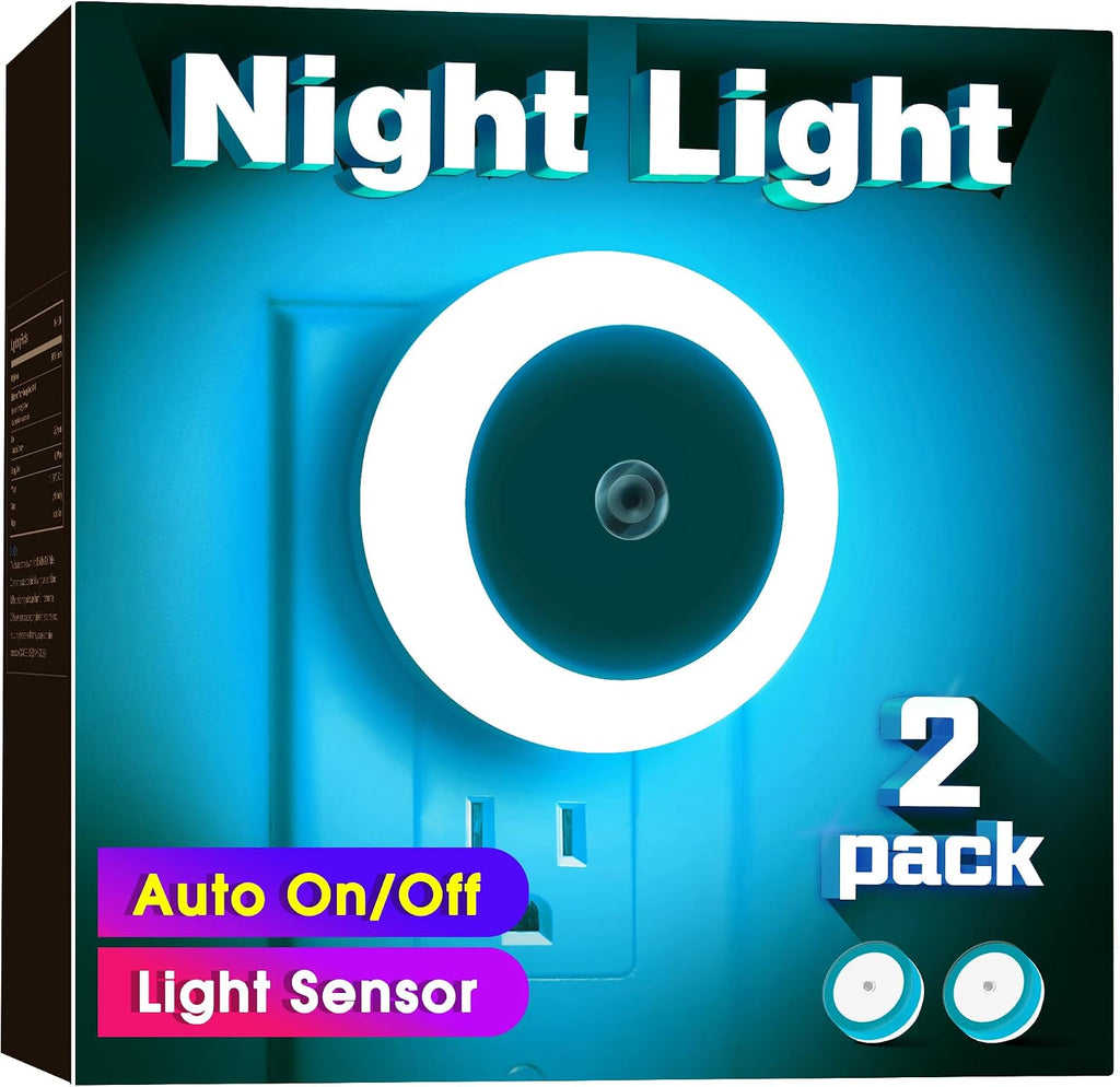 Briignite Azure Blue Night Light, Night Lights Plug into Wall [2Pack], Nightlight with Light Sensors, LED Night Light for Kids Room…
