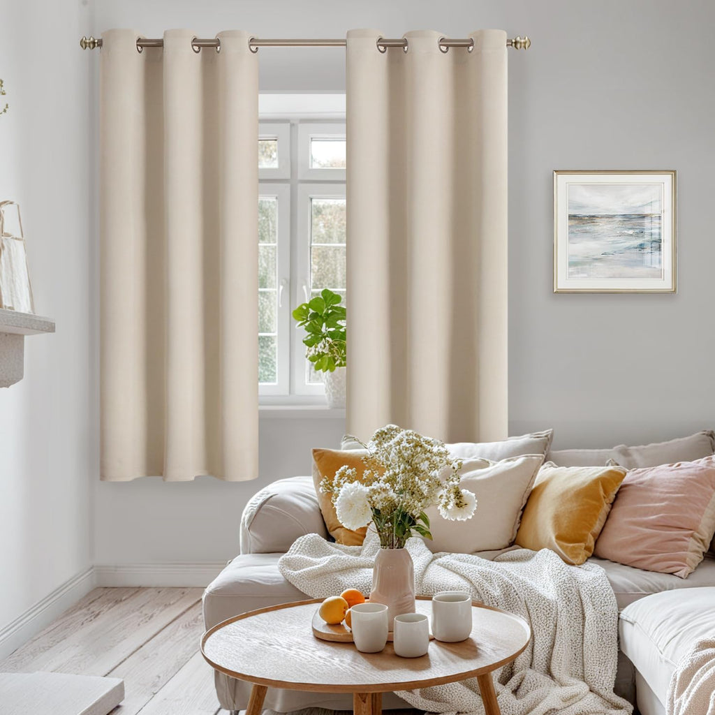 YoungsTex Champagne Blackout Curtains 68 Inches Length for Living Room - Thermal Insulated with Grommet Room Darkening Window Drapes for Be…