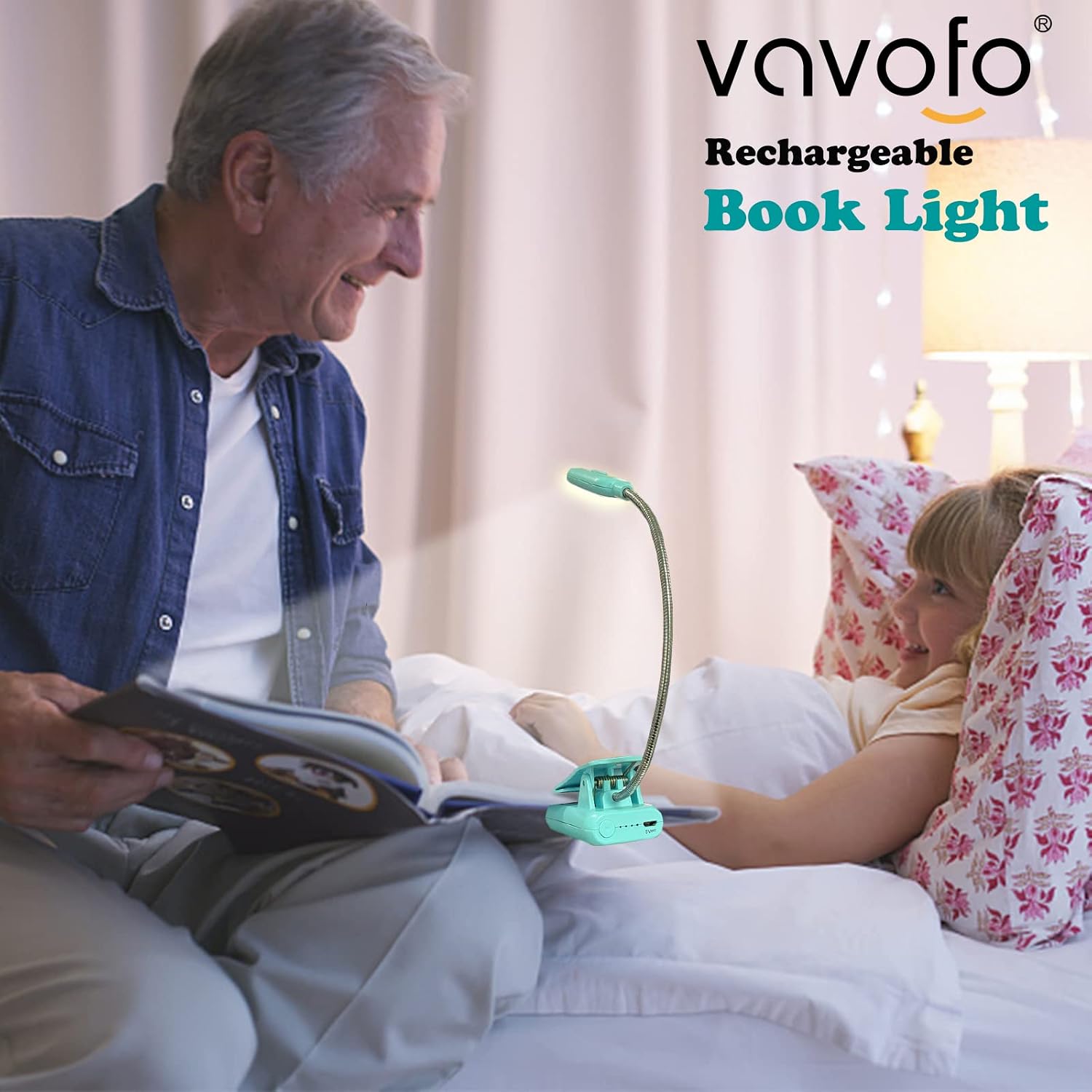 Vavofo Clip On Book Light for Bed Kids, 7 LED Reading Light with 9-Level Warm Cool White Daylight, Eye comfort Lamp with Power Indicator…