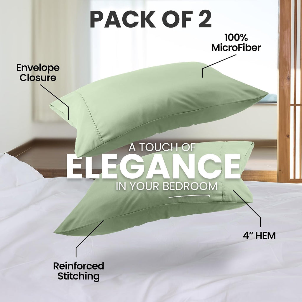 Utopia Bedding Queen Pillow Cases - 2 Pack - Envelope Closure - Soft Brushed Microfiber Fabric - Shrinkage and Fade Resistant Pillow…