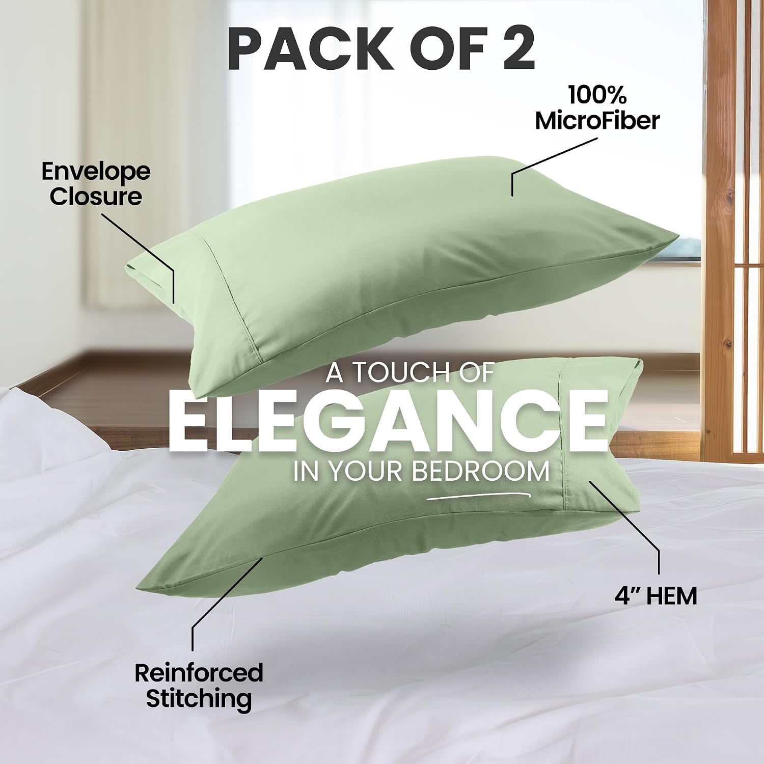 Utopiabedding Utopia Bedding King Pillow Cases - 2 Pack - Envelope Closure - Soft Brushed Microfiber Fabric - Shrinkage and Fade Resistant…