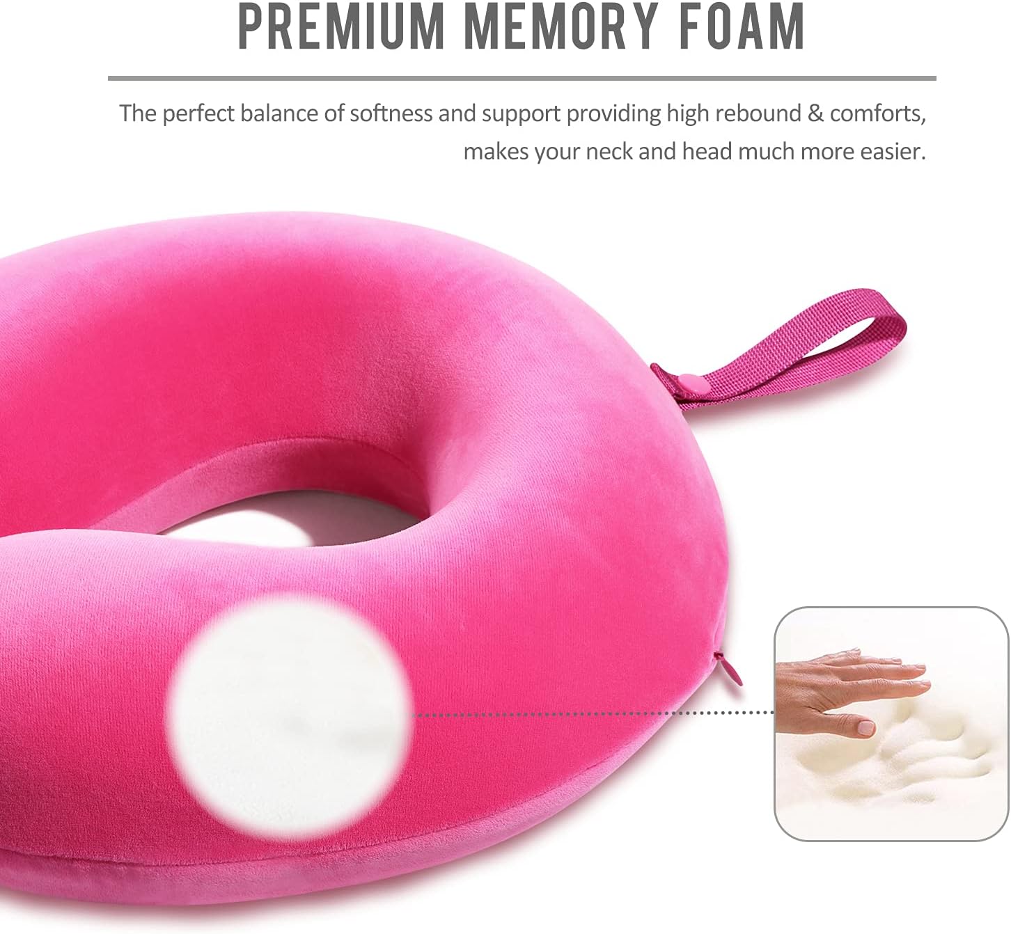 Fabuday Memory Foam Neck Pillows for Travel - Travel Neck Pillows for Airplanes with Attachable Snap Strap Soft Washable Cover, Flight Neck…