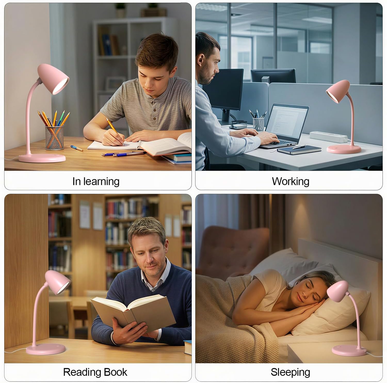 LED Desk Lamp for Home Office,3 Light Colors, Table Lamp, Dimmable Reading Light for Bedside Small Desk Lamp for College Dorm Room, Bedroom…