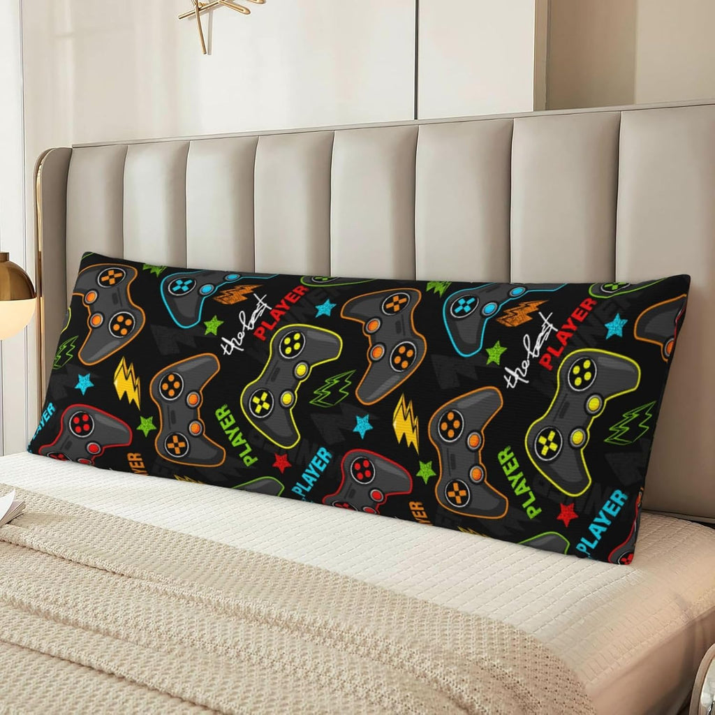 Sovvin Video Game Controller Background Body Pillow Cover Gaming Gamer Theme Long Pillow Case with Zipper Decorative Soft Cushion Be…