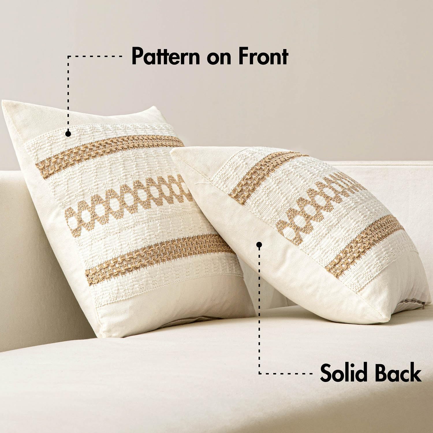 MIULEE Set of 2 Neutral Boho Decorative Pillow Covers 18x18 Inch Farmhouse Rustic Couch Throw Pillows Modern Spring Cotton Cushion Covers…