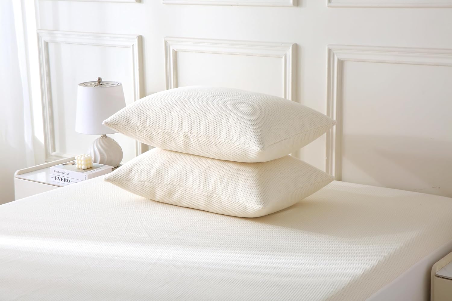 2-Pack Deluxe Cooling Organic Pillow Protectors Queen Size - Waterproof Zippered Encasements - Crisp, Breathable Organic Cotton Surface…