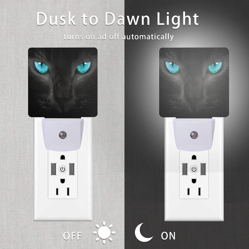 Cat Night Light, Black Cat Eye Plug-in Night Lights with Dusk-to-Dawn Sensor for Girlfriend/Boyfriend Gift Sleep Friendly lamp for…