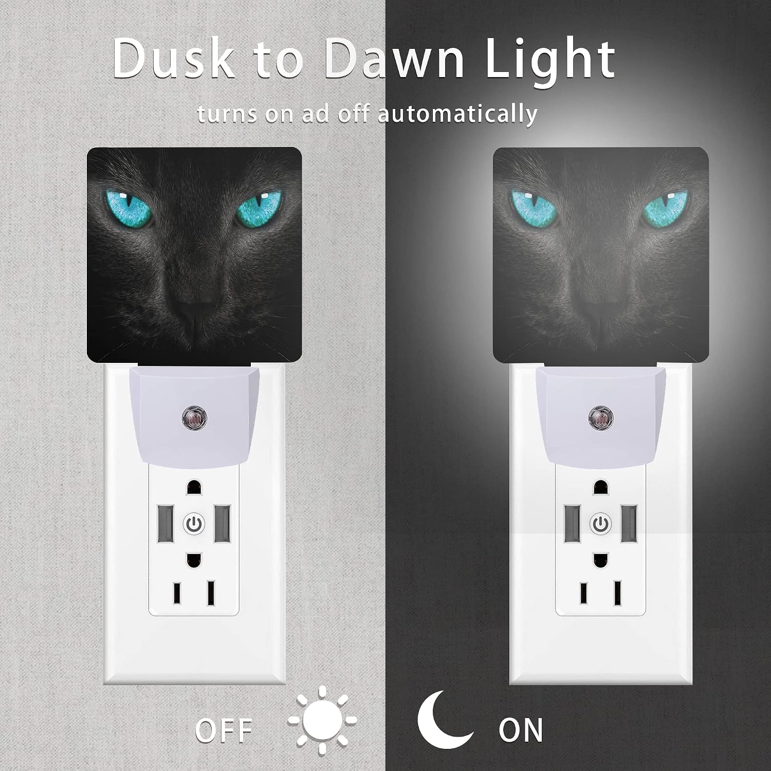 Cat Night Light, Black Cat Eye Plug-in Night Lights with Dusk-to-Dawn Sensor for Girlfriend/Boyfriend Gift Sleep Friendly lamp for…