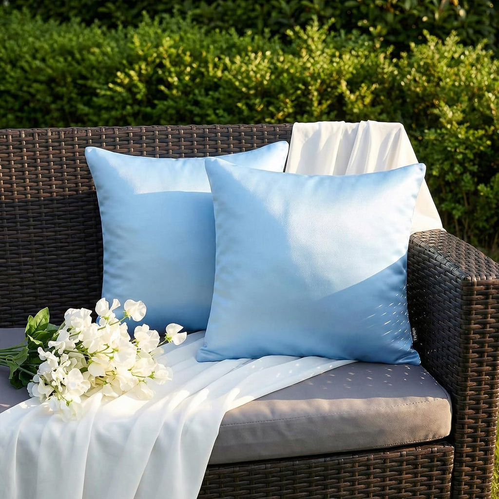 Faylapa 4 Pack Satin Throw Pillow Cases, Sky Blue Heavy Silk Satin Decorative Pillow Covers Solid Dyed Soft Pillow Cover Home Decor,16" x…