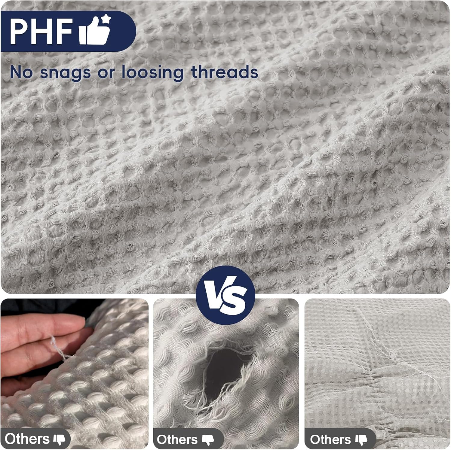 Phf Ultra Soft Waffle Weave Euro Shams Pillow Covers, No Filling, 2 Pack 26" x 26" Bed Cushion Covers, Breathable & Skin-Friendly Bed Pillo…