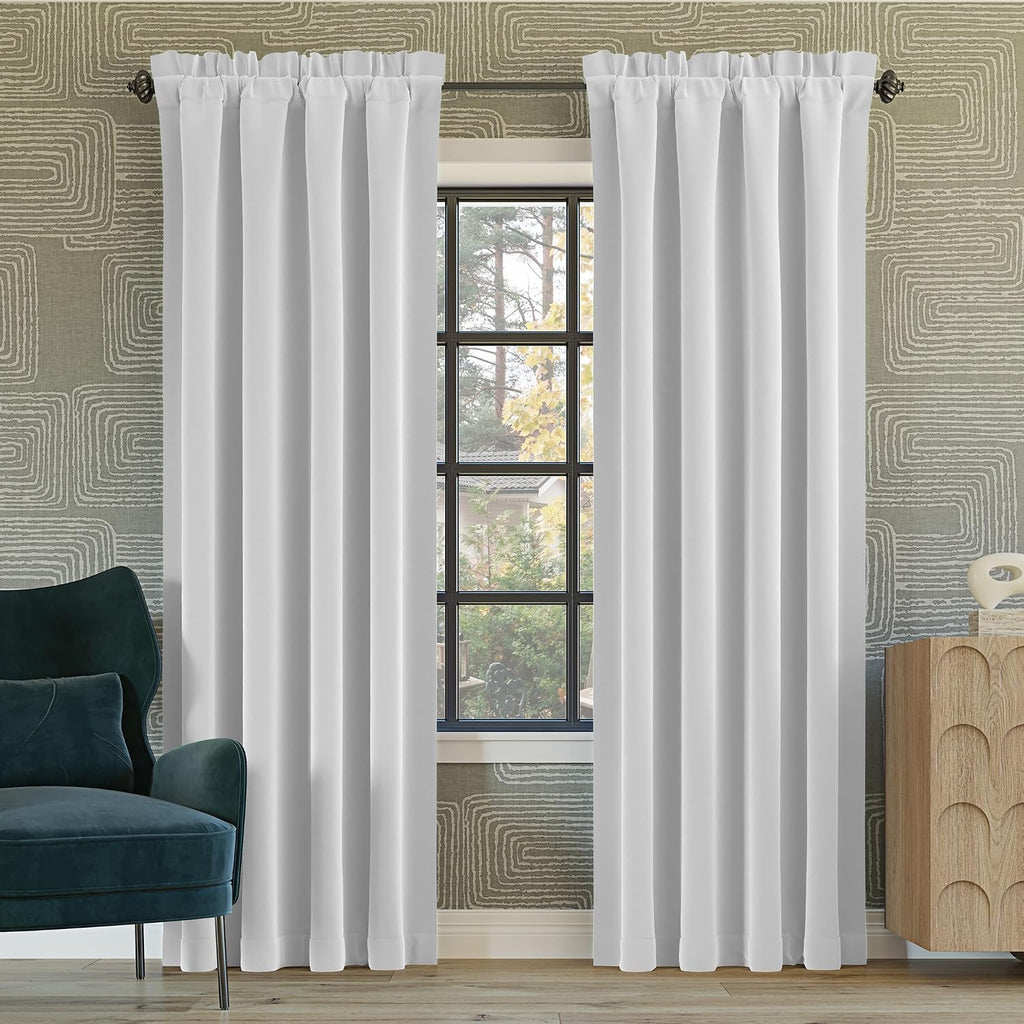 Sun Zero Oslo Theater Grade Extreme 100% Blackout Rod Pocket Curtain Panel, 52" x 95", White