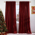 Nicetown Red Velvet Christmas Curtains 96 inches Long, Rod Pocket & Back Tab Blackout Window Treatments Thermal Drapes Luxury for Living Ro…