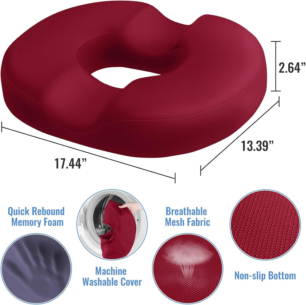 CloudBliss Donut Pillow Seat Cushion Chair Pad for Tailbone and Hemorrhoids, Memory Foam Seat Chair Cushion for Men and Women for Home & Of…
