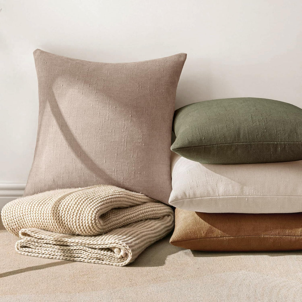 MIULEE Pack of 2 Decorative Throw Pillow Covers Soft Chenille Throw Pillows Solid Neutral Farmhouse Textured Cushion Covers for Couch…