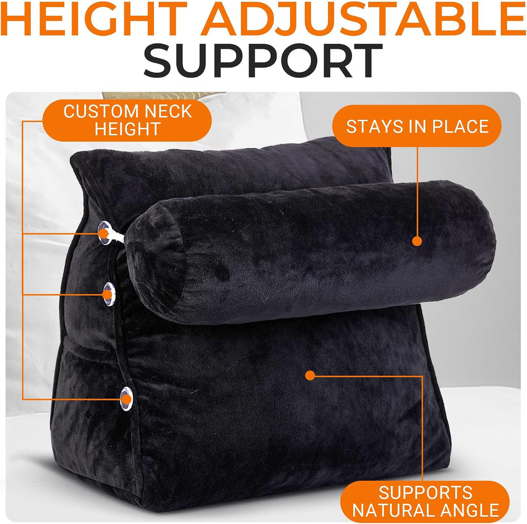 Cheer Collection Reading Wedge Pillow - Adjustable Wedge Reading Pillow with Neck Support, Hollow Fiber-Filled Backrest Pillow for…