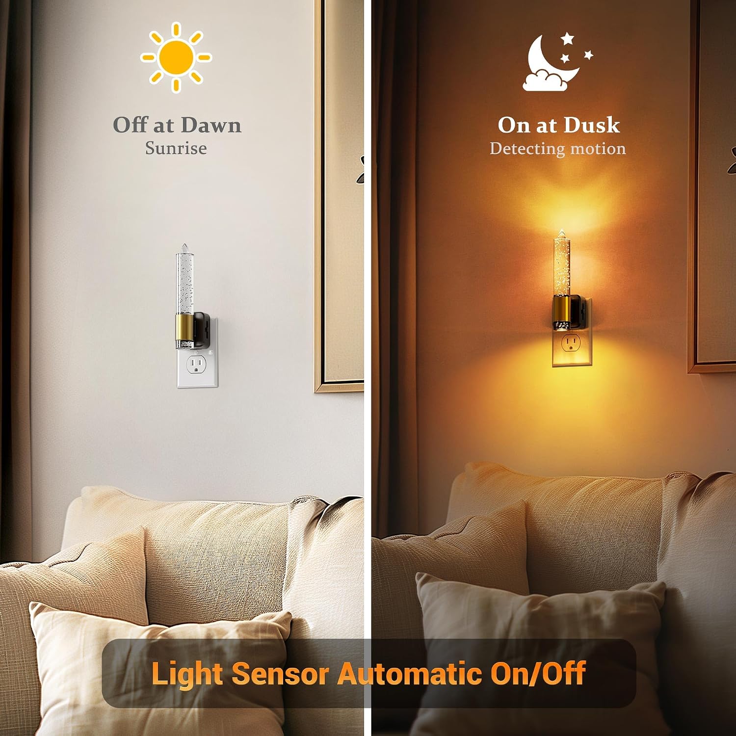 JandCase Night Light, Flameless Candle Night Lights Plug into Wall, Dusk to Dawn Sensor Aesthetic Automatic Nightlight, Dimmable Amber…