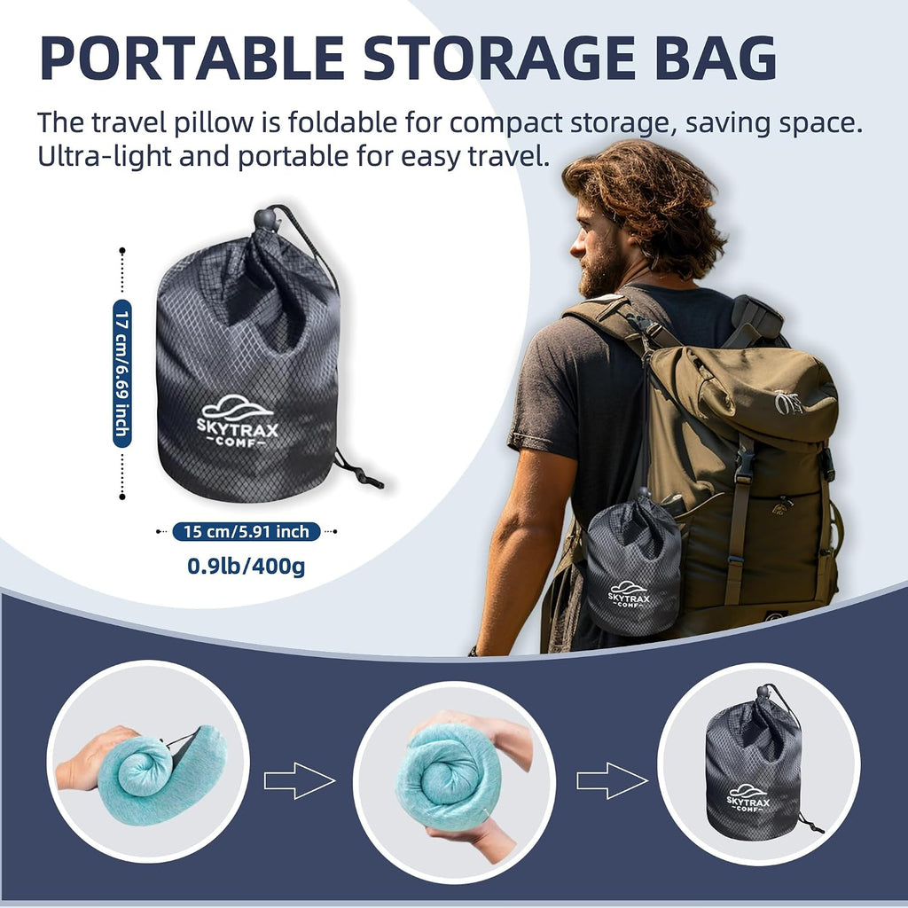 Travel Pillow with Extra Large Hood for Airplane Long Flights Privacy and Comfort Memory Foam with Skin-Friendly Cover for Road Trip…