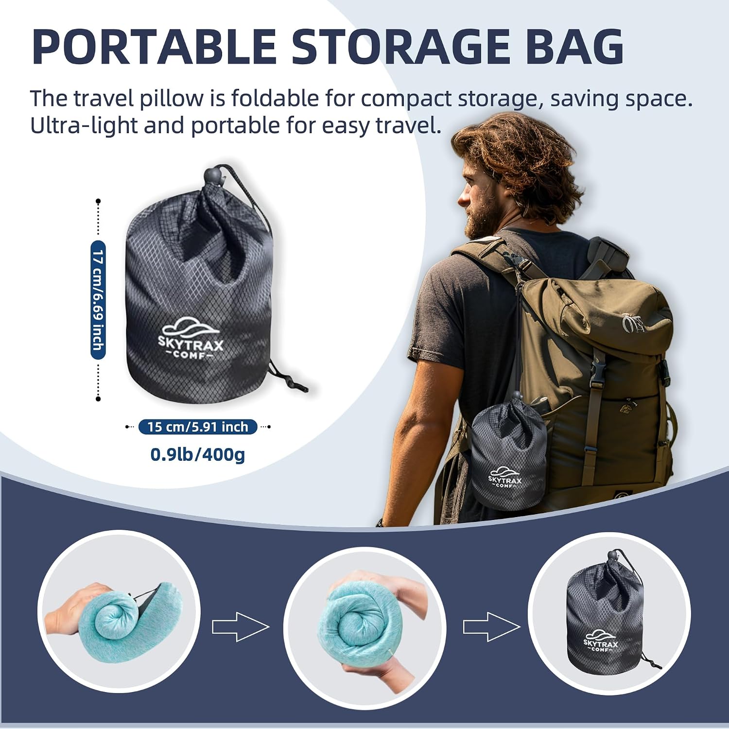 Travel Pillow with Extra Large Hood for Airplane Long Flights Privacy and Comfort Memory Foam with Skin-Friendly Cover for Road Trip…