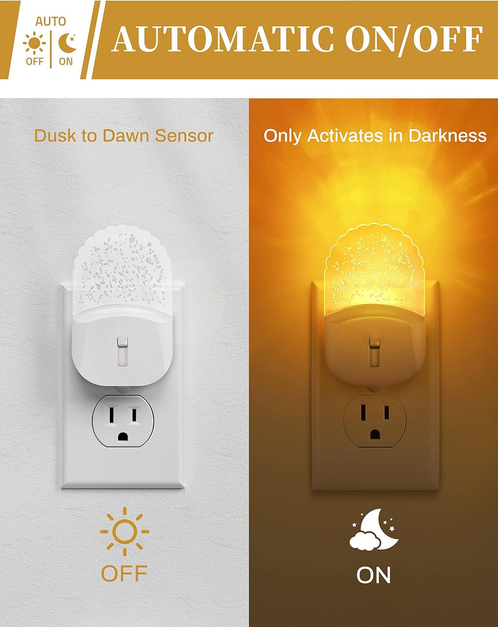 DORESshop Night Lights Plug Into Wall [2 Pack], Amber Warm Night Light, 1800K, Dusk to Dawn Sensor, Adjustable Brightness LED Night Light…