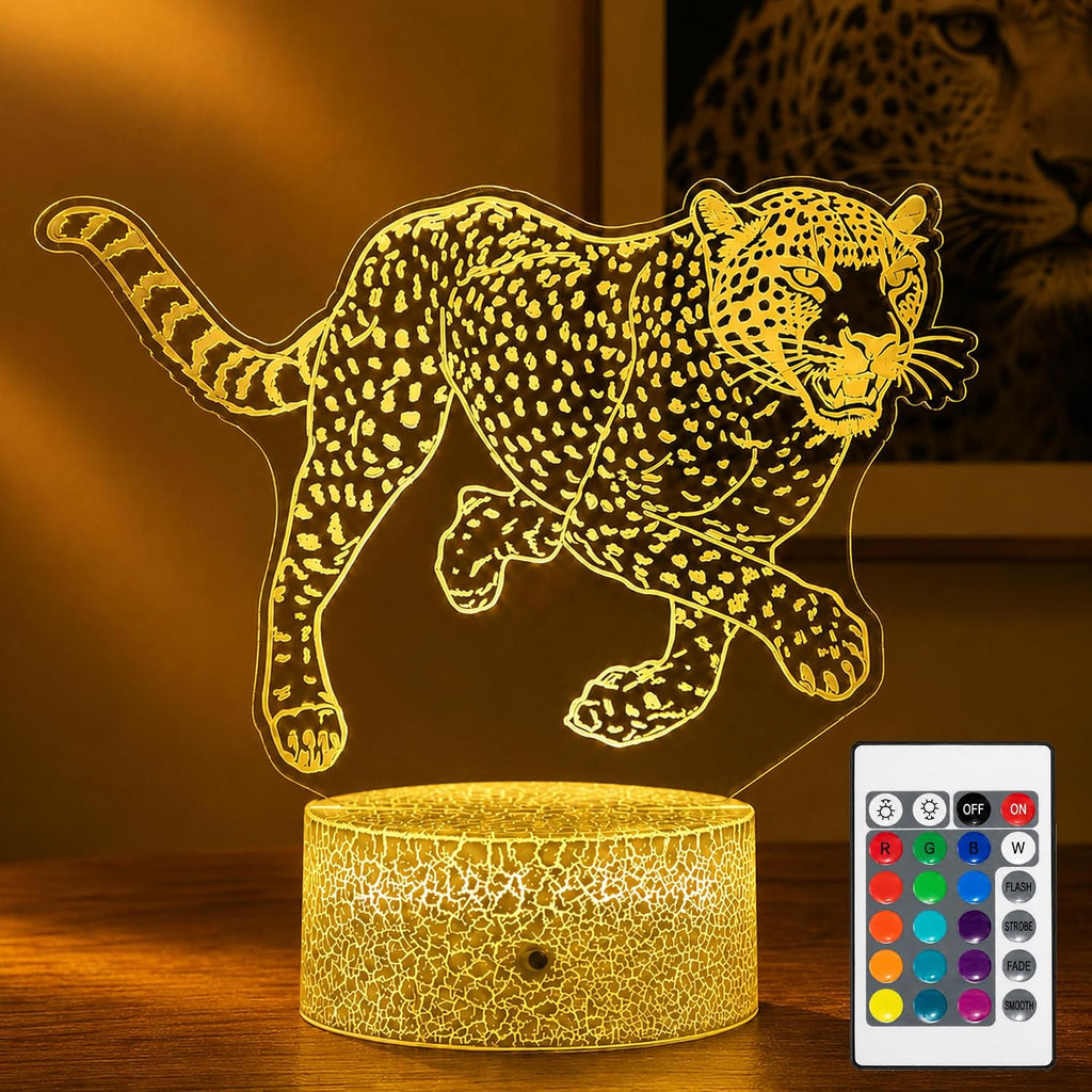 Leopard Night Light, Remote, 16 Colors Changing RGB Flashing Mode Dimmable LED Lamp, Birthday Holiday Gifts for Boys Girls Teens Sports…