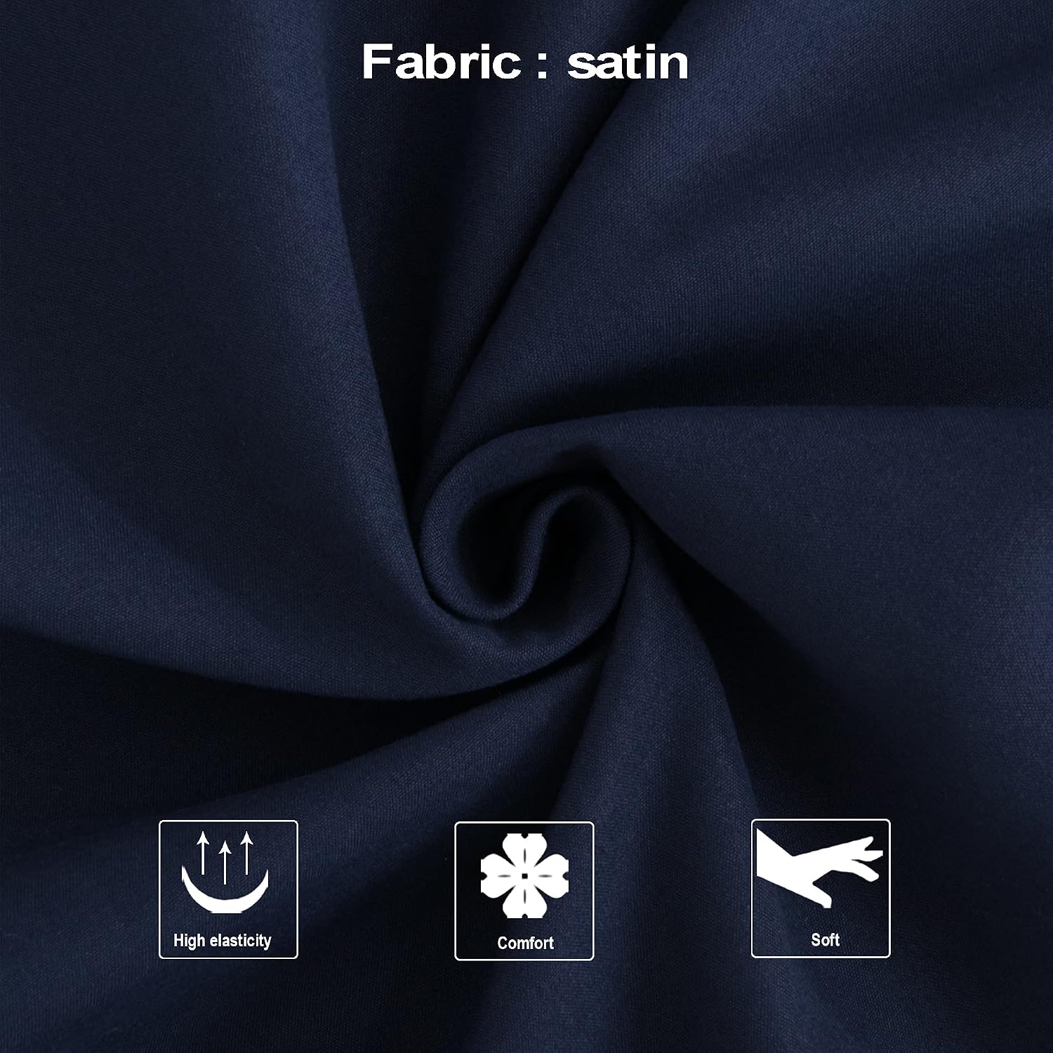Ntbay Zippered Satin Pillow Cases for Hair and Skin, Luxury King Hidden Zipper Pillowcases Set of 2, 20x36 Inches, Navy Blue 36 Inches Blue