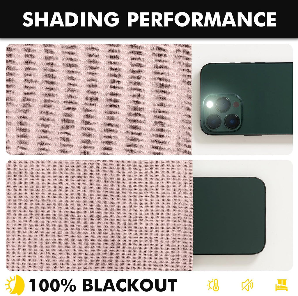 Miulee 100% Blackout Linen Curtains for Bedroom, Pink Solid Luxury Decor Thermal Insulation Room Darkening Drapes for Living Room Nursery B…
