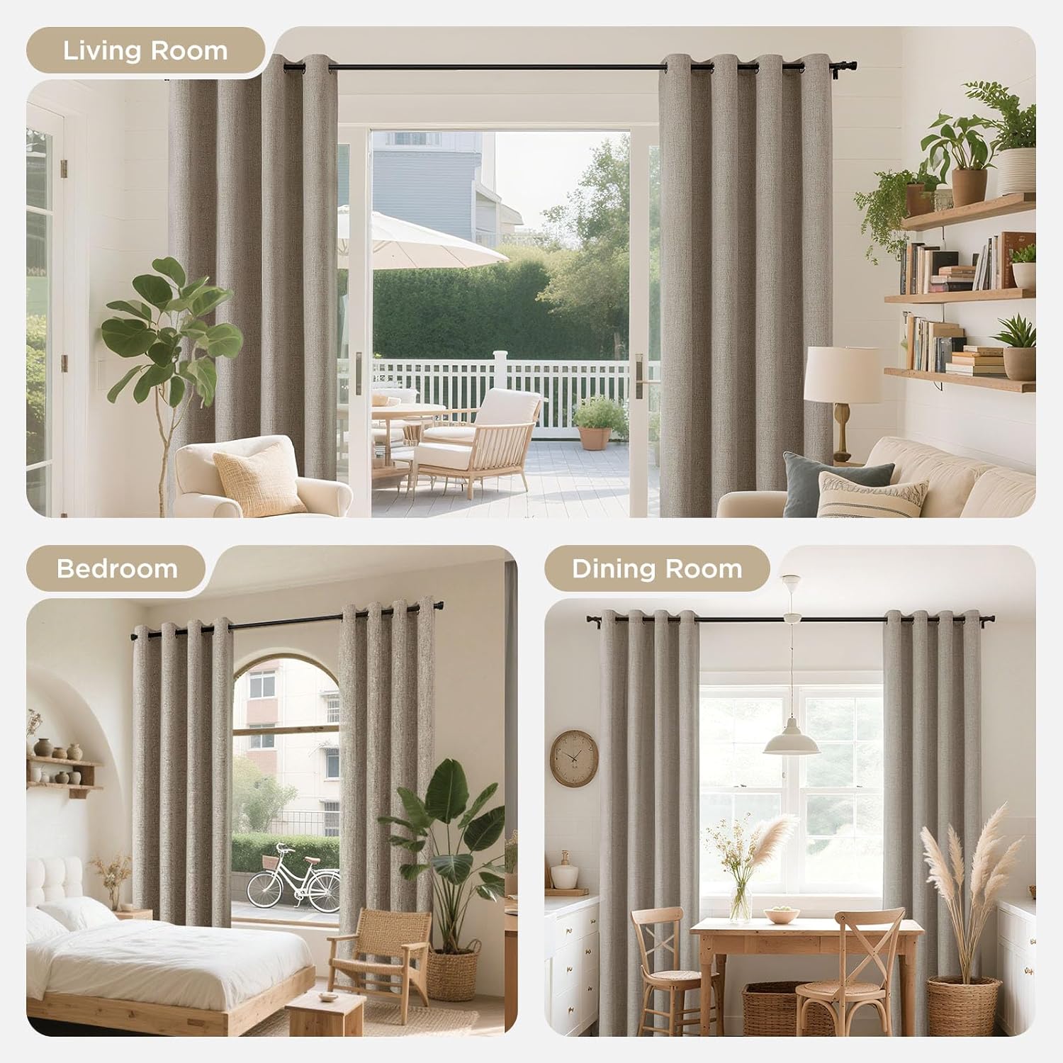 Joydeco Linen Blackout Room Divider Curtains, Extra Wide Sliding Door Drapes Living Room Curtains, 1 Panel 100W x 84L Inch Patio Door…