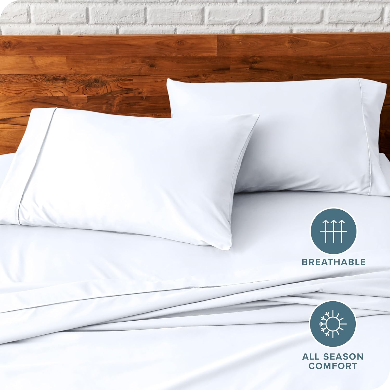 BareHome Bare Home Microfiber Pillow Cases - King Size Set of 2 - Cooling Pillowcases - Double Brushed - White Pillowcases 2 Pack - Easy Ca…