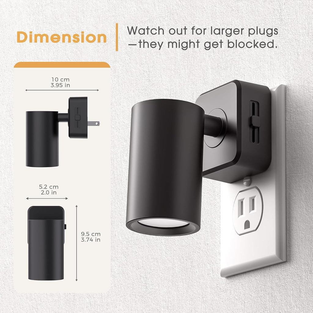 Night Lights Plug into Wall, 320° Rotation Night Light, RGB Color Changing Nightlight, Spot Light Dimmable Brightness, Dusk to Dawn…